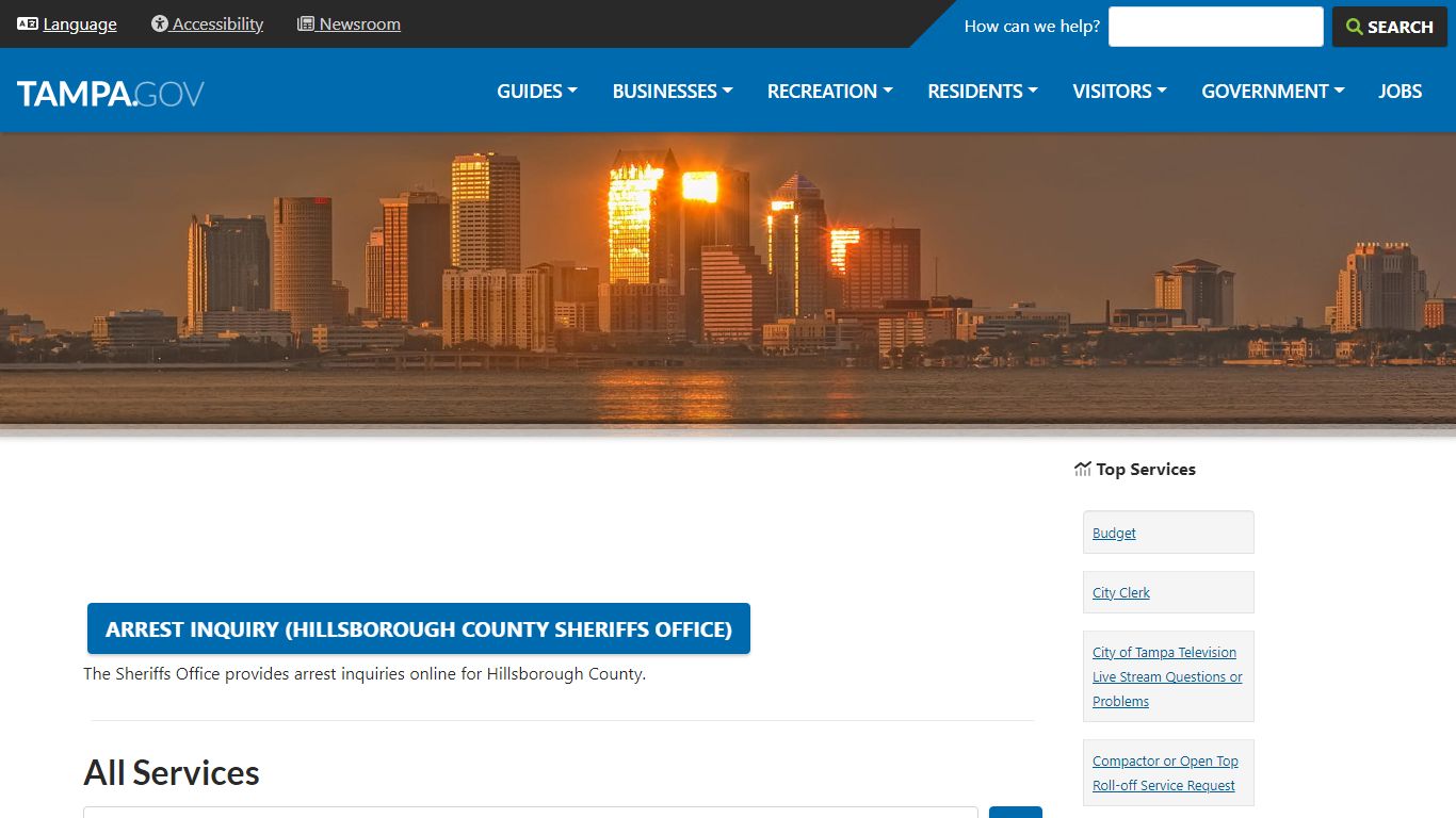 Arrest Inquiry (Hillsborough County Sheriffs Office) - City of Tampa