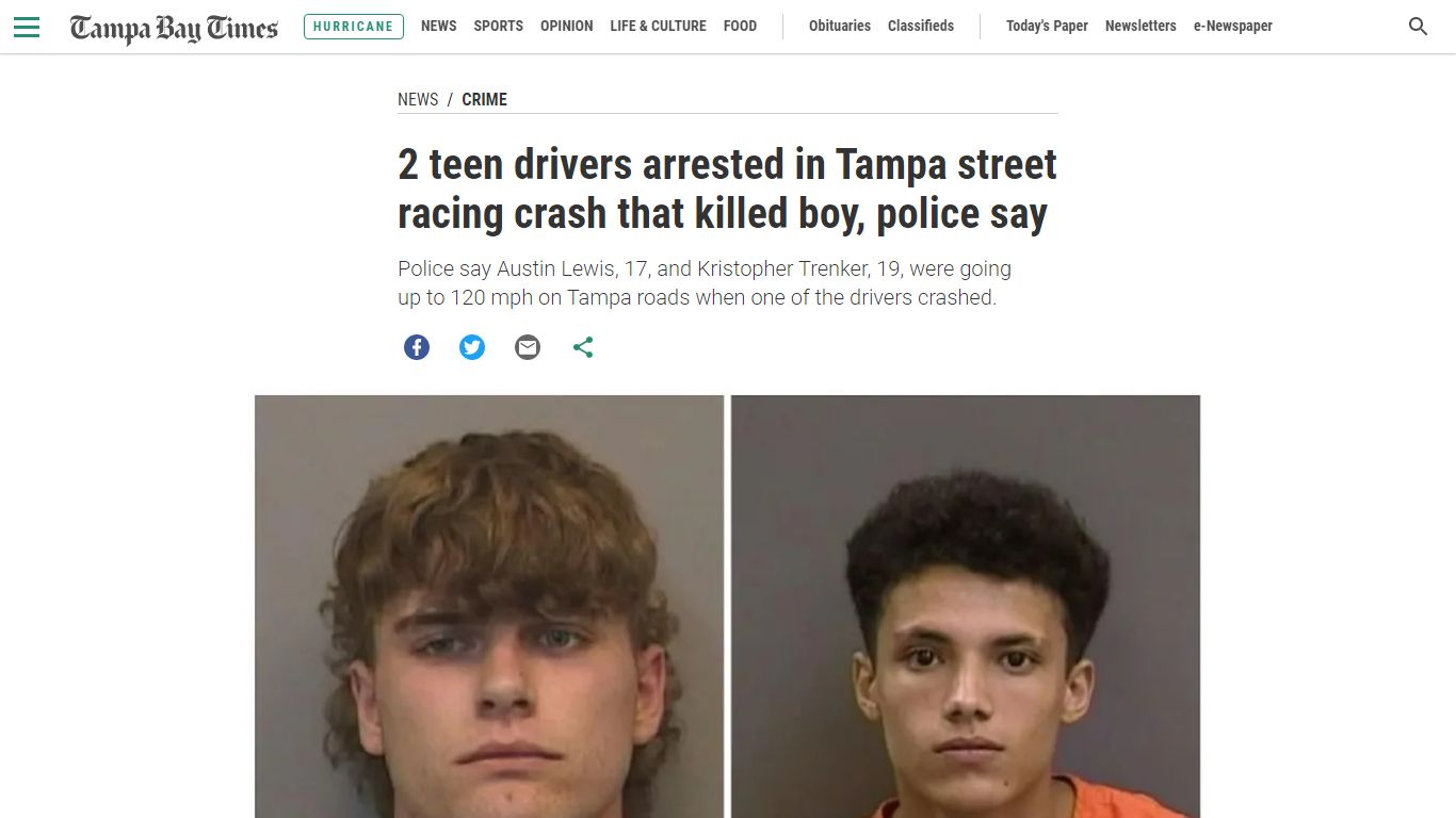 2 teen drivers arrested in Tampa street racing crash that killed boy ...