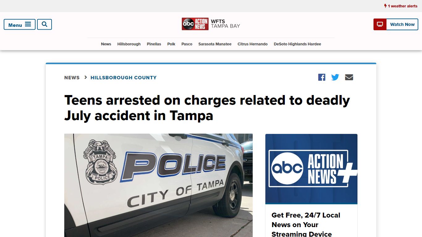 Teens arrested on charges related to deadly July accident in Tampa